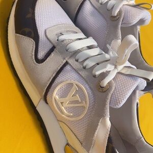 Louis Vuitton White and Gray Monogram Sneakers
